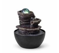 Fontaine d’Intérieur Cascade Zen Relaxante Lumière LED Coloré, Décoration Salon, Chambre, Bureau, Cadeaux Utile Petit Prix Faible Encombrement, Fontaine de Table Circuit Fermé, H18cm - Guru Zen’Light