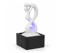 Fontaine d’Intérieur Moderne avec Lumière LED Coloré - Sculpture Amoureux Amovible - Décoration d’intérieur Contemporaine - Circuit fermé Boule en Rotation -Amor Blanc/Noir, Zen Light, 14 x 14 x 31 cm