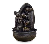 Fontaine d’Intérieur Mur d’Eau Cascade Jarre Statue Bouddha Amovible Lumière LED Coloré, Grand Décoration de Table Bureau Salon, Fontaine Porte-Bonheur au Circuit fermé, H 40cm - Krishna Zen’Light