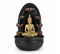 Fontaine d’Intérieur Mur d’Eau Cascade Jarre Statue Bouddha Amovible Lumière LED Coloré, Grand Décoration de Table Bureau Salon, Fontaine Porte-Bonheur au Circuit fermé, H 40cm - Chakra Zen’Light