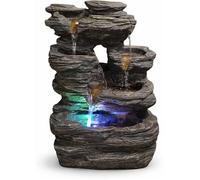 Fontaine d’Intérieur Nature - Décor Zen Naturel en Résine Imitation Roche, Idéal Méditation & Détente - Cascade & Éclairage H35cm