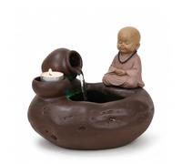 Fontaine d’Intérieur Nature Jarre Statue Bouddha Amovible Lumière LED Coloré, Décoration Table Bureau Salon, Bougeoir, Déco Vivant en Mouvement, 22x17x19cm - Médina Zen’Light