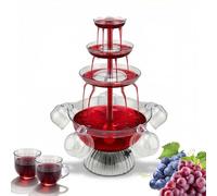 Fontaine de Fête 3 Niveaux avec LED et 5 Verres, pour Vin Rouge Jus Punch | 4L Fontaine à Boissons Électrique, Réutilisables Fontaine à Vin Rouge pour Pubs, Fêtes à la Maison et Fêtes d'Anniversaire