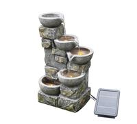 Fontaine de jardin à énergie solaire, Teamson Home, 4 niveaux, Gris, 43 X 31 X 69