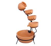 Fontaine de jardin alimentée Énergie Solaire Ornement de jardin Extérieur Décor Patio Résine Terracotta Sphère à 4 Niveaux