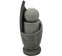Fontaine de Jardin Cascade Électrique Extérieure Polyresine Gris 4 Lumières LED Blanc Chaud Pompe à Brancher Câble de 7 m Statue Droit Décor Maison Terrasse Zen Cascade [Brosse de Nettoyage INCLUS]