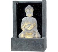 Fontaine de jardin - JARDIDECO - Bouddha assis - LED intégrée - Effet pierre - 14 x 26 x 39 cm