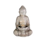 Fontaine de Jardin - LUMINEO - Bouddha Assis - Gris - Eclairage LED