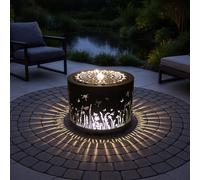 Fontaine de jardin ronde en métal avec éclairage LED - Décoration de jardin