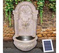 Fontaine de jardin solaire Fontaine Bain d'oiseaux Cascade Décoration de jardin avec pompe, jeu d'eau pour jardin terrasse, fontaine murale, balcon, fontaine Löwen très décorative, lampe de jardin LED