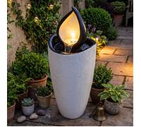 Fontaine de Jardin Solaire Zen Aspect Pierre COSTWAY-4 Lumières LED,Pompe à Eau Silencieuse-Résine et Fibre de Verre-Patios,Balcons