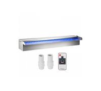 Fontaine de la Piscine, Étang Argent en Acier Inoxydable Cascade Bassin Extérieur 60 x 11.5 x 8 cm avec 2 Conduits d'Eau