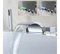 Fontaine de piscine avec LED - Douchette cascade - Robinet cascade - 5 trous - Kit de douche avec douchette extensible - Style moderne