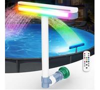 Fontaine de Piscine avec Lumières Colorées, Fontaine Piscine Cascade Recharable avec Télécommande Bouton,