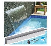 Fontaine de Piscine en Acier Inoxydable avec déversoir et kit de raccordement de tuyauterie, décoration Aquatique extérieure pour terrasse et Jardin, Sortie sur Mesure de 112 cm (44 po).