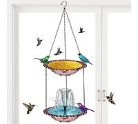 Fontaine de salle de bain - Décoration de jardin en cascade avec mangeoire | Fontaine solaire pour jardin, piscine, terrasse, cour, maison, aménagement paysager