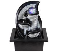 Fontaine de table avec éclairage à couleur changeante, fontaine d'intérieur, plastique noir gris marron, 1x LED RVB colorée, LxlxH 21x17,5x25,5 cm