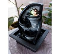 Fontaine de table avec éclairage, fontaine fontaine à changement de couleur, plastique noir gris marron, 1x LED RGB colorée, LxlxH 21x17,5x25,5 cm
