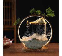 Fontaine de table d’intérieur, fontaine cascade décorative, en céramique, motif cheval, avec éclairage LED, effet brume, encens à reflux, avec pompe à eau, pour salon, bureau, chambre, coin lecture