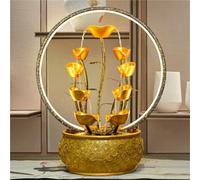 Fontaine de table d’intérieur, fontaine cascade décorative, en résine, motif arbre de prospérité, avec éclairage LED, boule de cristal, boule rotative, avec pompe à eau, style Feng Shui, pour bureau
