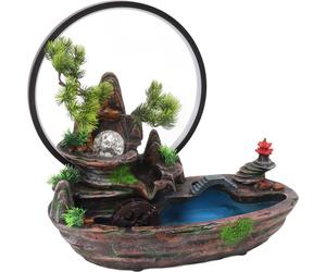Fontaine d'eau courante de rocaille Décoration d'intérieur Fontaine d'eau de rocaille Ornement Feng Shui avec lampe atomiseur