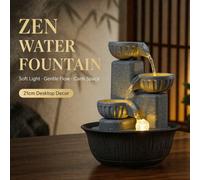 Fontaine d'eau de table à 3 niveaux avec boule de cristal lumineuse, ornement de cascade d'intérieur, décoration Zen Feng Shui pour la maison, le bureau, la chambre & la salle de yoga, cadeau d'artisa