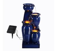 Fontaine d'eau extérieure à 4 étages de 28,74 pouces avec lumières LED, marine, Teamson Home