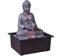 Fontaine décorative - Bouddha Sutra - Gris - H 25 cm - Éclairage LED - Pompe silencieuse