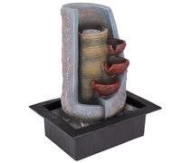 Fontaine décorative d'intérieur, fontaine de table LED RVB, cascade à couleurs changeantes, plastique noir gris, avec pompe, LxlxH 31x23x39,5 cm