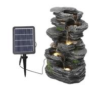 Fontaine d'extérieur à énergie solaire - 4 niveaux design en cascade avec lumières LED pour décoration de jardin et terrasse