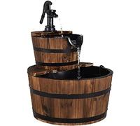 Fontaine d'extérieur avec pompe haute performance, fontaine en bois de pin, système d'eau pour jardin, terrasse ou pelouse, circuit d'eau fermé, dimensions : 44,5 x 44,5 x 61 cm