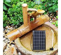 Fontaine d'extérieur Solaire - Fontaine Zen en Bambou avec Pompe | Panneau solaire 6 W, filtre à eau et tuyau de 2 m - Idéale for la pelouse, le jardin et la décoration de la cour(60cm)
