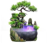 Fontaine d'intérieur à LED avec jeu d'eau, 20 x 15 x 28 cm, mini-aquarium humidificateur