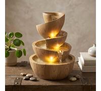 Fontaine d'intérieur à LED - Fontaine d'intérieur et d'extérieur en polyrésine - 39 cm de haut - Avec spots LED blanc chaud - Fontaine de jardin - Fontaine décorative pour salon, bureau et jardin