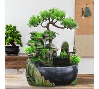 Fontaine d'intérieur avec cascade de fontaine d'intérieur de plantes avec le bureau d'éclairage de LED