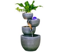 Fontaine d'intérieur avec éclairage LED, Fontaine de Jardin | jeu d'eau circulaire, fontaine de terrasse, décoration porte-bonheur pour l'intérieur et l'extérieur, 20 x 22 x 37 cm