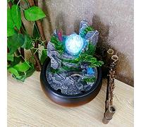 Fontaine d'intérieur avec éclairage LED, fontaine de table, cascade intérieure, jardin de rocaille, fontaine verte pour maison, bureau, chambre à coucher, bureau, décoration 16 x 16 x 20 cm