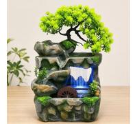 Fontaine d'intérieur avec LED à changement de couleur - Fontaine de table | Fontaine silencieuse avec roue Feng Shui pour salon, bureau, chambre à coucher - Décoration humidificatrice avec plante - 18