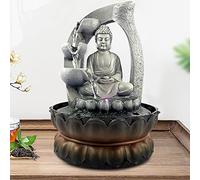 Fontaine d'intérieur Bouddha - Décoration zen et Feng Shui - Fontaine de table avec boule roulante - 4 couleurs - Résine synthétique - Décoration de table de bureau à domicile