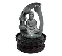 Fontaine d'intérieur Bouddha Harmonie - Cascade d'eau - Fontaine de table avec éclairage LED - Zen et Fengshui - Spiritualité - Base en forme de lotus - 20,3 x 25,4 cm