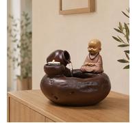 Fontaine d’Intérieur Nature Jarre Statue Bouddha Amovible Lumière LED Coloré, Décoration Table Bureau Salon, Bougeoir, Déco Vivant en Mouvement, 22x17x19cm - Médina Zen’Light