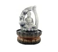 Fontaine d'intérieur, Fontaine Bouddha avec lumière LED et Pompe Immergée Silencieuse en Polyrésine, Fontaine Bouddha Exterieur Jardin