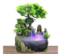 Fontaine D'intérieur, Fontaine de Table Cascade avec Brouillard et Éclairage LED, Petite Fontaine D'intérieur pour Chambres, Salons et Bureaux - Purifie l'air (20 x 15 x 28 cm)