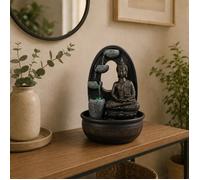 Fontaine d'intérieur Harmonie - Zen'Light - Bouddha - Décoration Feng Shui - Eclairage LED - Marron