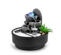 Fontaine d'Intérieur Jardin Zen, Boule de Verre Lumineuse en Rotation, LED Coloré, Décoration Ambiance Relaxant, Jardin Zen Sable Blanc, Fontaine de Table Circuit fermé, H21 cm - Bogota Zen’Light