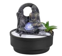 Fontaine d'Intérieur Jardin Zen, Fontaine Cascade Jarre, Lumière LED Coloré, Décoration Ambiance Relaxant, Jardin Zen Sable Blanc, Fontaine de Table Circuit fermé, H21 cm - Sumana Zen’Light