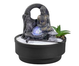 Fontaine d'Intérieur Jardin Zen, Fontaine Cascade Jarre, Lumière LED Coloré, Décoration Ambiance Relaxant, Jardin Zen Sable Blanc, Fontaine de Table Circuit fermé, H21 cm - Sumana Zen’Light