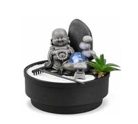 Fontaine d'Intérieur Jardin Zen, Statue Bouddha Amovible, Lumière LED Coloré, Décoration Ambiance Relaxant, Jardin Zen Sable Blanc, Fontaine de Table Circuit fermé, H21 cm - Sikhi Zen’Light