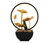 Fontaine d'intérieur LED avec design lotus - Fontaine de table moderne de 28 cm de haut avec pompe silencieuse et anneau lumineux LED - Fontaine décorative pour la détente pour le bureau et le salon