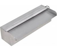 Fontaine en acier inoxydable avec cascade et éclairage LED, de forme rectangulaire (30 cm), idéale pour les jardins, les terrasses, les étangs et les balcons, avec un débit d'eau constant
